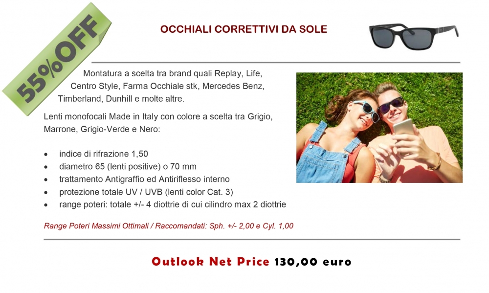 PROMO^OUTLOOK 05 - Occhiali da Vista per il Sole, per vedere bene e proteggersi - outlook-outlet dell'occhiale