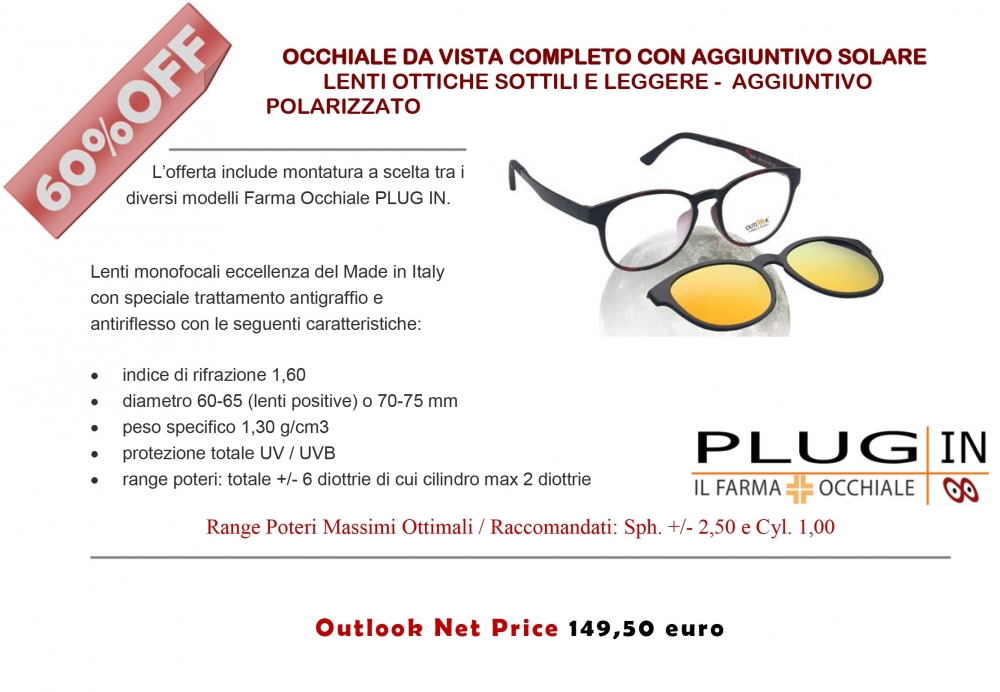 PROMO^OUTLOOK 09 -Occhiali da Vista e Sole Polarizzati leggeri e resistentissimi - outlook-outlet dell'occhiale