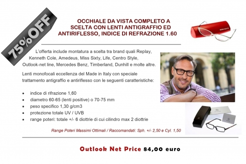 PROMO^OUTLOOK 01 - Occhiali da Vista Completi a scelta con sconto 75% - OUTLOOK - Outlet dell'Occhiale