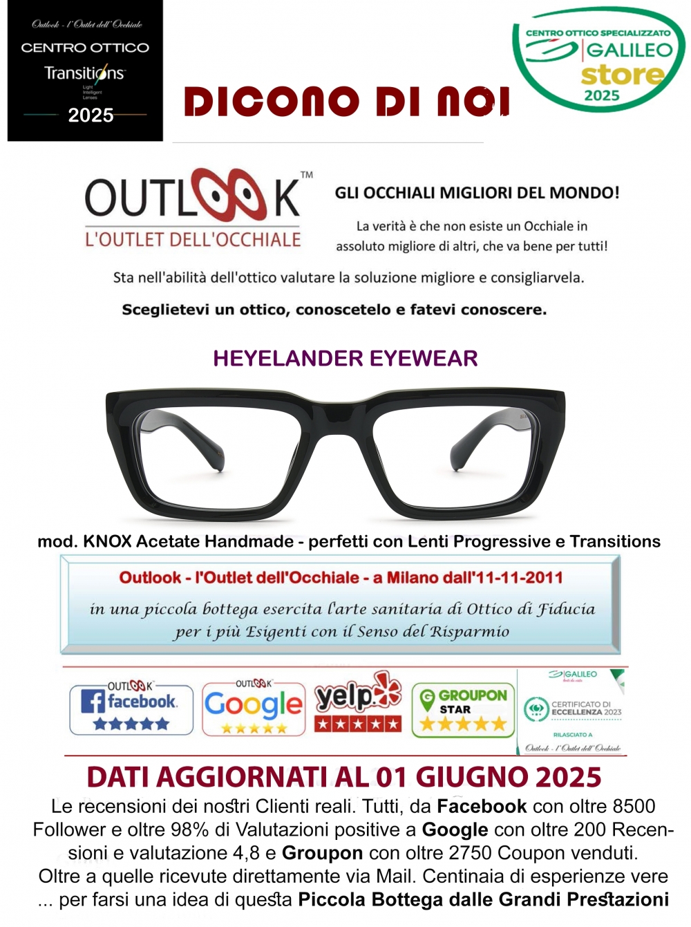 Outlook - l'Outlet dell'Occhiale - milano via tagiura, 16 - Tel. 351 916 5520 - outlook-outlet dell'occhiale