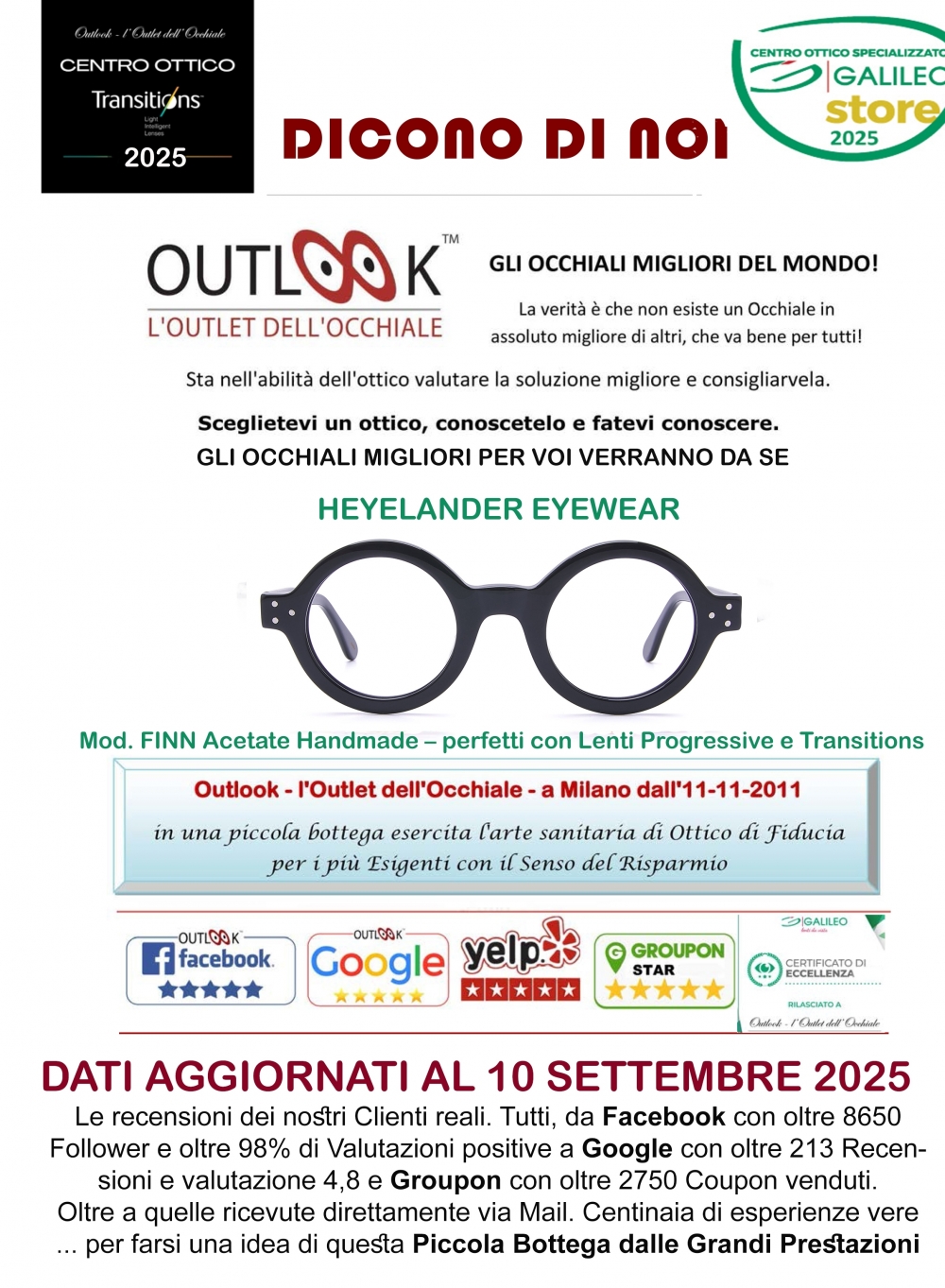 Outlook - l'Outlet dell'Occhiale - milano via tagiura, 16 - Tel. 351 916 5520 - outlook-outlet dell'occhiale