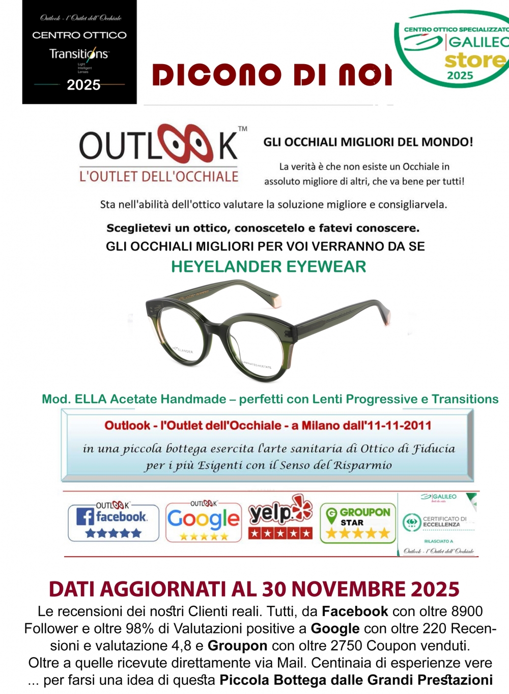 Outlook - l'Outlet dell'Occhiale - milano via tagiura, 16 - Tel. 351 916 5520 - outlook-outlet dell'occhiale